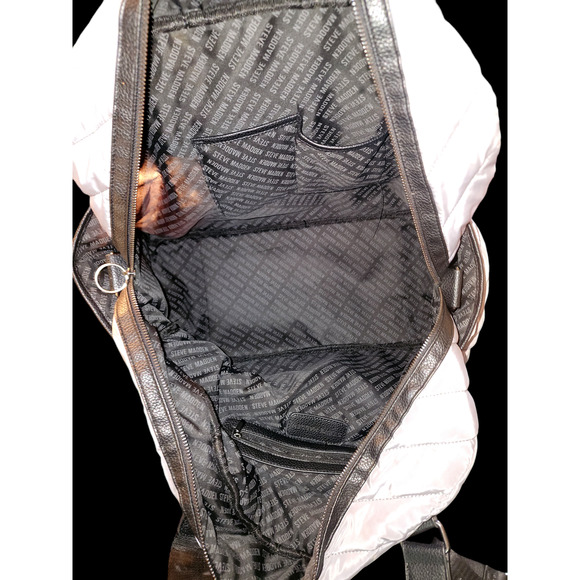 Steve Madden large gray black duffle Bag polyester faux-leather - Picture 3 of 6